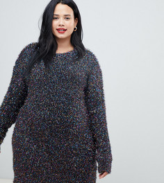 Платье-джемпер с радужной отделкой Brave Soul Plus - Черный