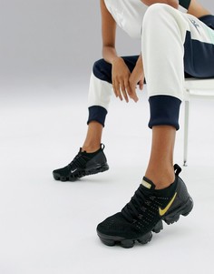Черно-золотистые кроссовки Nike Running Vapormax Flyknit - Черный