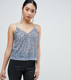 Топ на тонких бретельках с пайетками ASOS DESIGN Petite - Синий