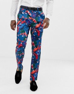Брюки скинни с принтом рыбы ASOS DESIGN - Синий