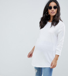 Белый трикотажный лонгслив с круглым вырезом ASOS DESIGN Maternity - Белый