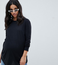 Черный лонгслив с круглым вырезом из фактурного хлопка ASOS DESIGN - Черный
