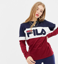 Oversize-лонгслив в стиле колор блок с большим логотипом Fila - Мульти