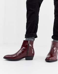 Бордовые кожаные ботинки челси в стиле вестерн ASOS DESIGN - Красный