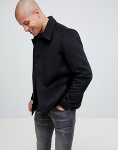 Черная куртка на пуговицах с добавлением шерсти ASOS DESIGN - Черный