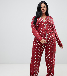 Классическая пижама в горошек из 100% модала ASOS DESIGN Curve - Красный