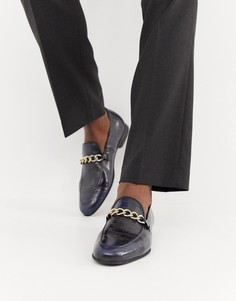 Синие лоферы из искусственной крокодиловой кожи с цепочкой River Island - Синий