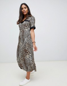 Платье макси с воротником и леопардовым принтом ASOS DESIGN - Мульти