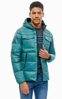 Пуховик бирюзового цвета с капюшоном United Colors of Benetton
