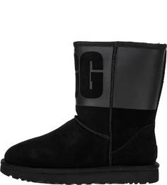 Утепленные полусапоги с принтом Classic Short Rubber Boot UGG Australia