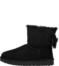 Утепленные замшевые полусапоги Fluff Bow Mini UGG Australia