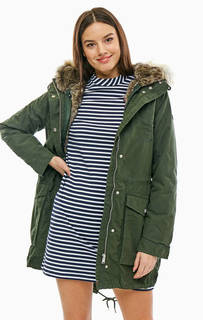 Зеленая парка с капюшоном и карманами Tommy Jeans