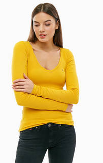 Облегающая желтая футболка с треугольным вырезом Tommy Jeans