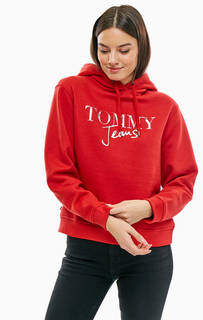 Толстовка красного цвета с ярким принтом Tommy Jeans