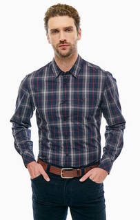 Хлопковая рубашка в клетку с карманом Mustang