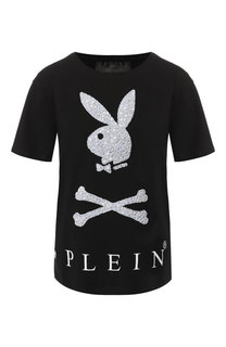 Хлопковая футболка с декоративной отделкой Philipp Plein