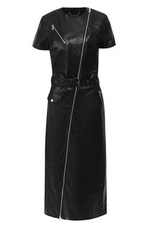 Кожаное платье с поясом и косой молнией Sonia Rykiel