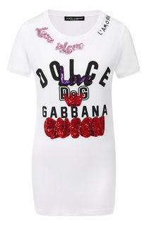 Хлопковая футболка с декоративной отделкой Dolce & Gabbana