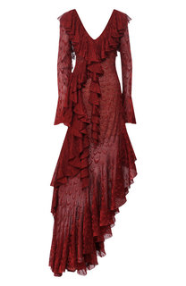Платье асимметричного кроя с оборками Roberto Cavalli