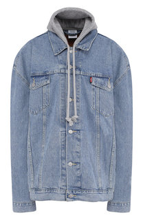 Джинсовая куртка свободного кроя с потертостями Vetements