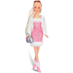 Кукла Toys Lab "Городской стиль" Ася блондинка в розовом платье и белой шубке, 28 см