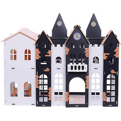 Кукольный домик R&C "Замок Джульетты" с мебелью, бело-чёрно-оранжевый