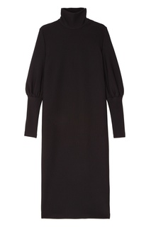 Черное платье с высоким воротником и манжетами A LA Russe