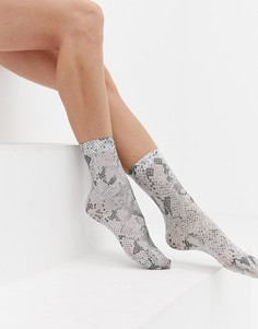 Носки со змеиным принтом ASOS DESIGN - Бежевый