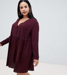 Свободное платье мини на пуговицах ASOS DESIGN Curve - Красный