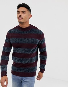 Джемпер из шенили с круглым вырезом в полоску ягодного цвета River Island - Красный