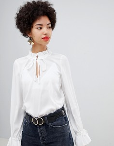 Блузка с вырезом капелькой и завязками Vero Moda - Белый