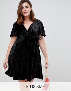 Черное бархатное платье с перекрутом New Look Curve - Черный
