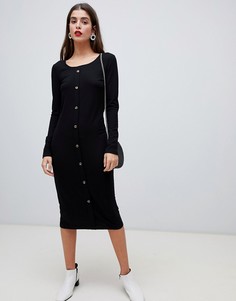 Платье миди в рубчик с пуговицами Vero Moda - Черный