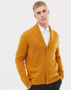 Кардиган из овечьей шерсти горчичного цвета с шалевым воротником ASOS DESIGN - Желтый