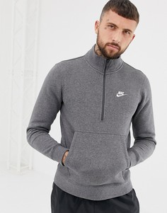 Серый трикотажный свитшот с короткой молнией Nike 929452-071 - Серый