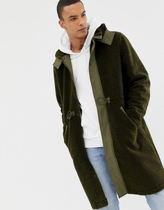 Зеленая плотная длинная парка из искусственного меха ASOS DESIGN - Зеленый