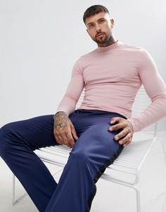 Розовый обтягивающий лонгслив с высоким воротом ASOS DESIGN - Розовый