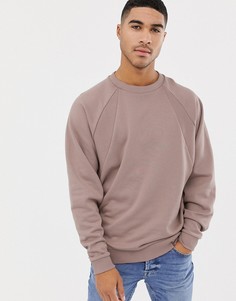 Розовый oversize-свитшот со вставками в рубчик ASOS DESIGN - Розовый