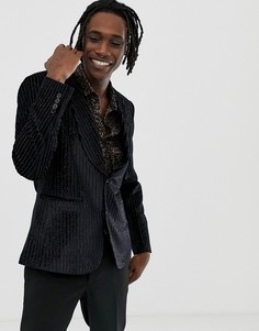 Бархатный приталенный блейзер с блестками ASOS DESIGN - Черный