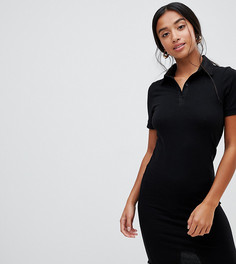 Платье-поло мини в рубчик ASOS DESIGN Petite - Черный