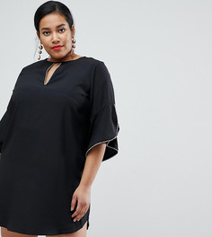 Черное платье с расклешенными рукавами River Island Plus - Черный