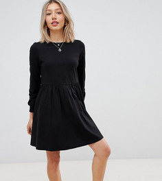 Свободное хлопковое платье с длинными рукавами ASOS DESIGN Petite - Черный