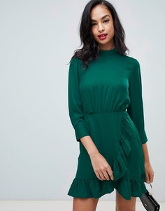 Платье мини с запахом и высоким воротом ASOS DESIGN - Зеленый