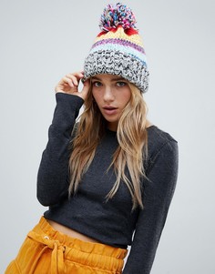 Разноцветная шапка с помпоном Pull&Вear - Красный Pull&Bear