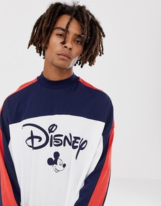 Оversize-лонгслив колор блок с Микки Маусом ASOS DESIGN - Белый