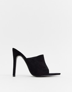 Черные мюли на высоком каблуке с острым носом PrettyLittleThing - Черный