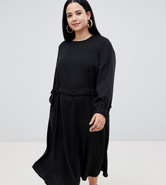 Платье миди с присборенной талией ASOS DESIGN Curve - Черный