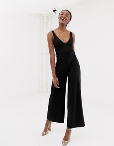 Черный комбинезон с поясом New Look - Черный
