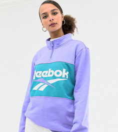 Фиолетовый свитшот с короткой молнией и логотипом Reebok Classics - Фиолетовый