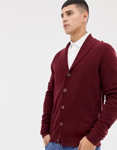 Бордовый кардиган из овечьей шерсти с шалевым воротником ASOS DESIGN - Красный
